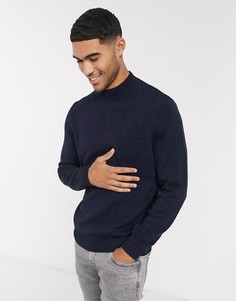 Темно-синий хлопковый джемпер с высоким воротником ASOS DESIGN