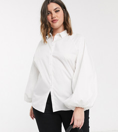 Хлопковая рубашка с длинными объемными рукавами ASOS DESIGN Curve-Белый