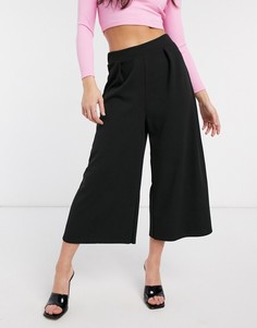 Укороченные широкие брюки со складками ASOS DESIGN-Черный