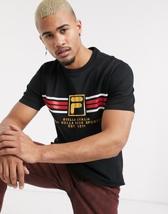 Черная футболка с логотипом Fila-Синий