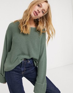 Зеленый свитер с круглым вырезом Weekday