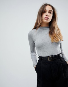 Боди с высоким воротом и длинными рукавами ASOS-Серый