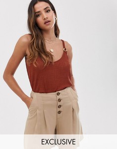 Топ на бретелях с кольцами Stradivarius-Коричневый