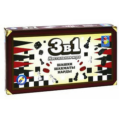 Набор настольных игр 1Toy "3в1: шашки, шахматы, нарды"