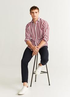 Хлопковая рубашка regular fit в полоску - Izaro Mango