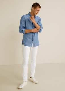 Льняная рубашка slim fit в полоску - Patt Mango