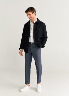 Хлопковые брюки slim fit с фактурной выделкой - Cameron Mango