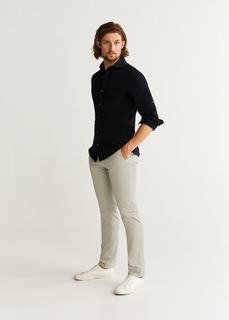 Хлопковая рубашка slim fit с карманом - Abok Mango