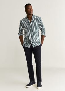 Хлопковая рубашка slim fit с принтом - Impala Mango