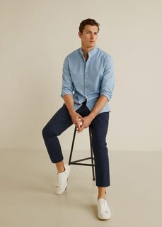 Хлопковая рубашка slim fit из шамбре - Noa Mango