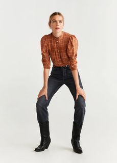 Хлопковая блузка в клетку - Licoly Mango