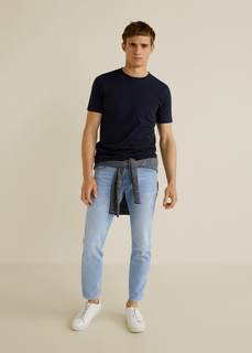 Мягкие джинсы tapered fit светлого тона - Summer5 Mango