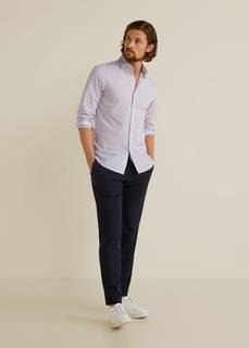 Хлопковая рубашка slim fit в полоску - Iker Mango
