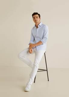Хлопковая рубашка slim fit в мелкую полоску - Iru Mango