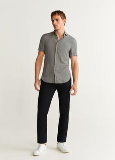 Рубашка slim fit с геометрическим принтом - Ibis Mango
