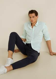 Хлопковая рубашка slim fit с принтом - Jaen Mango