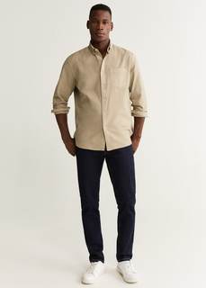 Хлопковая рубашка regular fit с карманом - Oxdye Mango