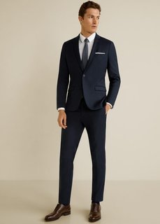 Костюмные брюки super slim fit с мелкой фактурной выделкой - Paulo Mango