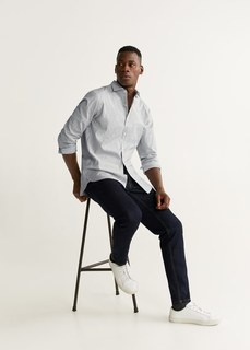 Хлопковая рубашка slim fit в полоску - Kodak Mango