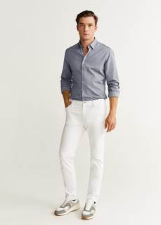 Хлопковая рубашка slim fit хлопок и модал - Twill Mango