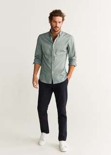 Хлопковая рубашка slim fit хлопок и модал - Twill Mango