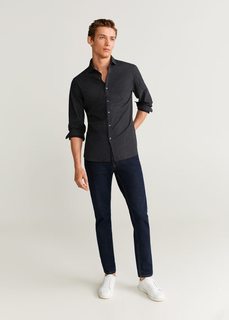Хлопковая рубашка slim fit с принтом - Doty3 Mango