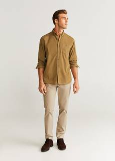 Рубашка regular fit из микровельвета - Tadi Mango