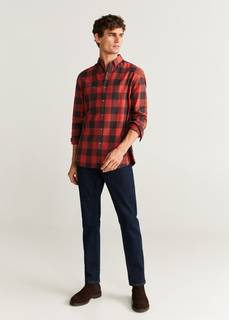 Рубашка regular fit в клетку с непсами - Norman Mango