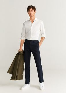 Рубашка slim fit с фактурной выделкой в елочку - Magy Mango