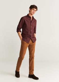 Рубашка slim fit с фактурной выделкой в елочку - Magy Mango