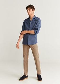Рубашка slim fit с фактурной выделкой в елочку - Magy Mango