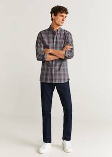 Хлопковая рубашка slim fit в клетку - Mela Mango