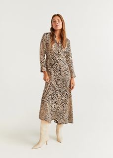 Платье-рубашка с леопардовым принтом - Pardo Mango