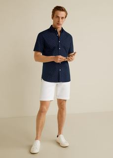 Хлопковая рубашка regular fit с принтом - Dots-h Mango