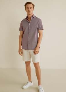 Хлопковая рубашка regular fit с микропринтом - Huston-h Mango
