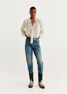 Блузка в горошек с бантом - Suit Mango