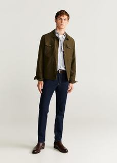 Хлопковая рубашка slim fit в полоску - Origin Mango