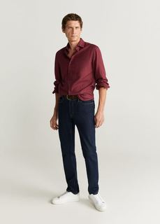 Хлопковая рубашка slim fit в клетку - Myth Mango