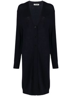 Jil Sander длинный кардиган с V-образным вырезом