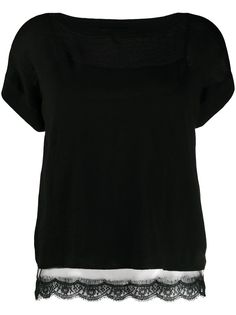 Twin-Set lace hem short-sleeve top