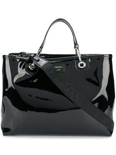 Emporio Armani лакированная сумка-тоут с логотипом