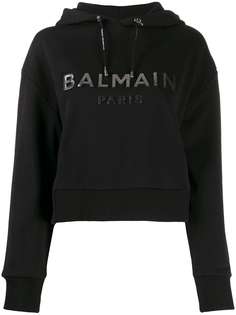 Balmain metallic logo hoodie