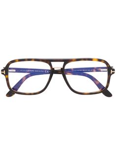 Tom Ford Eyewear солнцезащитные очки-авиаторы черепаховой расцветки