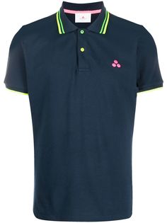 Peuterey stripe detail logo print polo shirt
