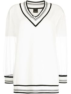 Pinko sheer panel stripe detail jumper