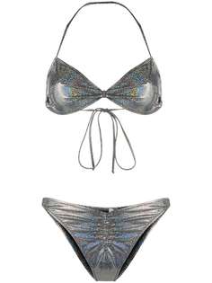 Alessandra Rich holographic-effect triangle top bikini