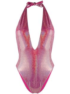 Alessandra Rich holographic-effect deep-v one piece