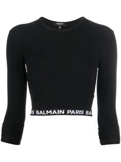 Balmain укороченный топ с логотипом