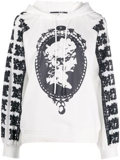 McQ Alexander McQueen худи с фактурными рукавами и принтом