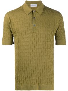 John Smedley Pattern knitted polo sea island cotton